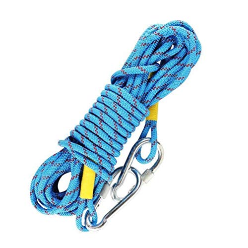 YUDEG Climbing Rope, 10 mm Diameter Rock Climbing Safety Rope with Carabiner for Climbing, Fire Escape, Safety Rescue (96)