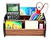 Cherry Brown Wooden Office Desk Organizer with 1 Paper/CD/DVD Rack and 4 Storage Compartments for Office Supplies and Desk Accessories - for Use on Desktop|Table|Counter in Kitchen Or Work Space