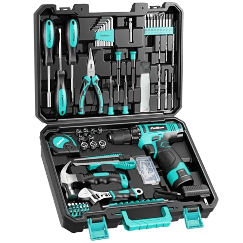 PULITUO 149-piece Home Drill Set Turquoise 12V