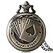 Avaner Mens Pocket Watch, Vintage Steampunk Fob Watches, Classic Retro Engraved Royal Flush Antique Bronze Poker Pocket Watch Unique Cool Gift for Father
