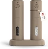 LARS NYSØM Electric Salt Pepper Grinder Set USB Rechargeable Taupe Brown