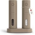 LARS NYSØM Electric Salt and Pepper Grinder Set I Automatic Salt and Pepper Mills with Adjustable Ceramic Grinder I USB Rechargeable Electric Spice Mill Set (Taupe Brown)