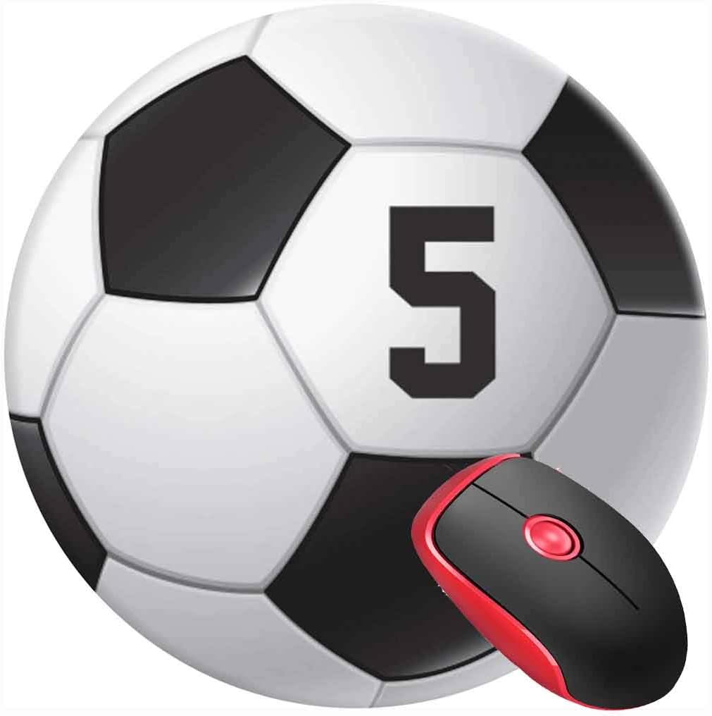 Mouse Pad Football 5 Soccer Number 5, Round Mousepad, Non