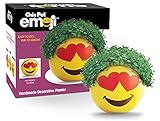 Chia Pet Emoji-Heart Eyes Decorative Pottery Planter, Easy to Do and Fun to Grow, Novelty Gift, Perfect for Any Occasion, Yellow
