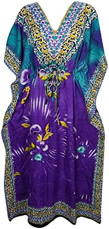Mogul Interior Womens Maxi Caftan Kaftan Cover Up Beach Dress Holiday Resort Wear One Size