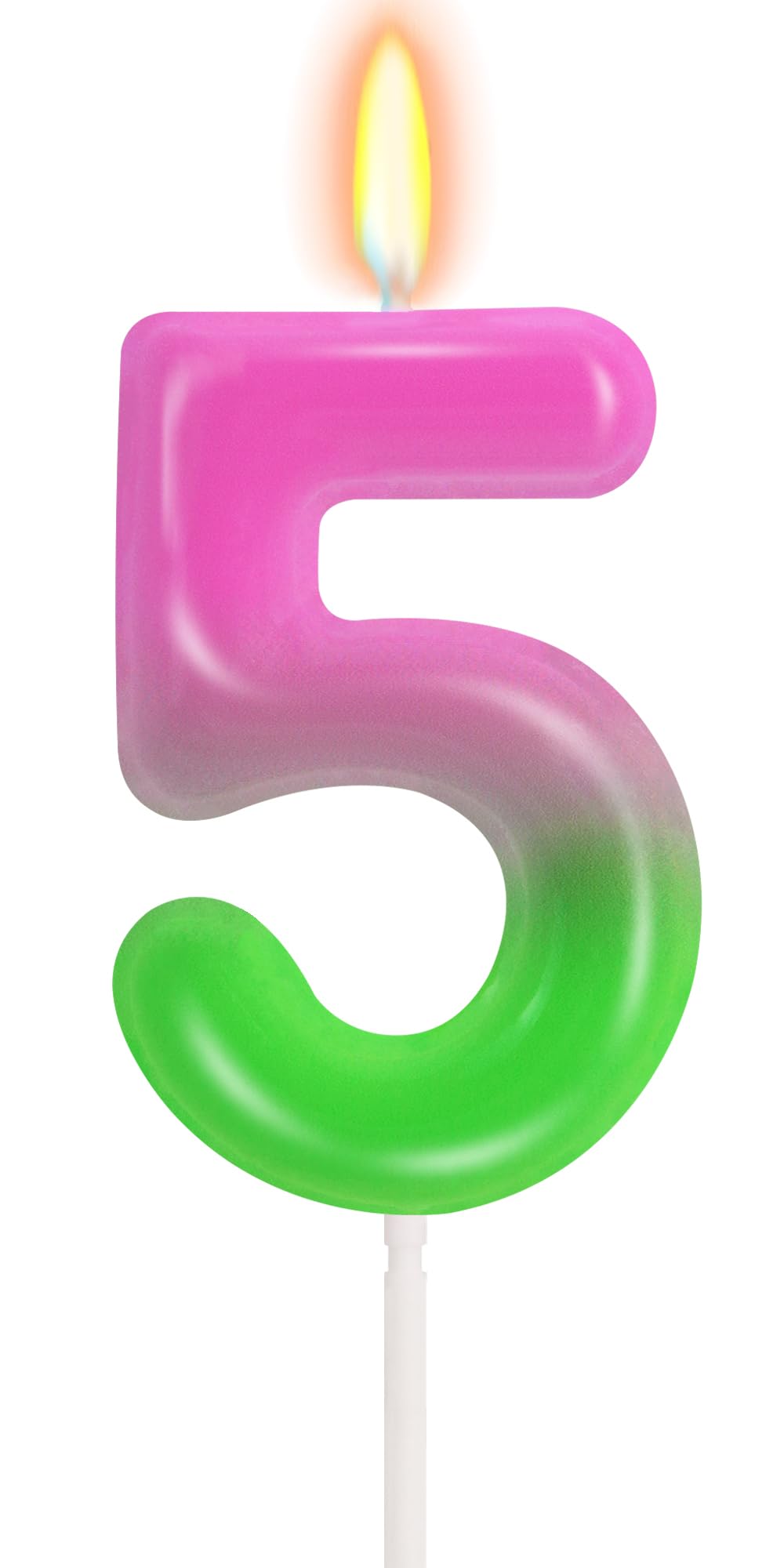 Photo 1 of ***2 PACK*** Pink Green Birthday Candle for Girls - Number 5 Candle, Witch Fairy Cake Topper Cake Decorations, Jungle Theme Decorations