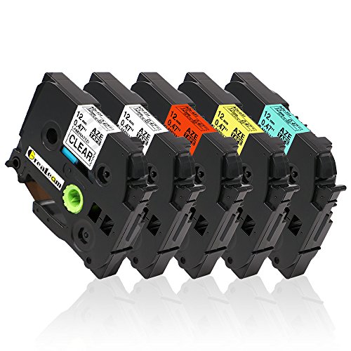 5 Pack Compatible for Brother P-touch TZ TZe Tape Label Combo Set TZ131 TZ231 TZ431 TZ631 TZ731 12mm X 8m 0.47" x 26.2'
