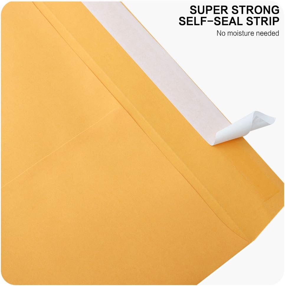 9 X 12 Self Seal Golden Brown Kraft Catalog Envelopes, HERKKA 120 Pack Catalog Envelopes, Peel & Seal, Designed for Secure Mailing - Oversize Strong Peel and Seal Flap : Office Products