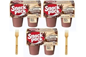 MAKE YOUR DAY Snack Pudding Packs, Milk Chocolate Variety, 3.25oz cups, 12 cups with Spice of Life Bamboo Sporks