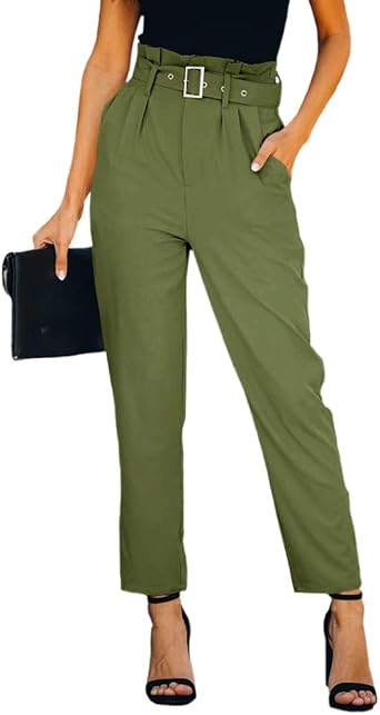 paper bag high waisted trousers