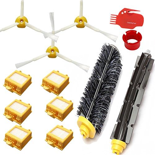 MyRBT Replacement Accessories Kit for iRobot Roomba 700 760 770 780 790 Robotic Vacuum Cleaner with 1 x Bristle Brush, 1 x Flexible Beater Brush, 3 x 3-Armed Side Brush and 6 x Filters, Cleaning Tool