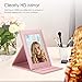 Fintie Portable Folding Vanity Makeup Mirror, Slim PU Leather Folding Compact Makeup Tabletop Travel Cosmetic Mirror with Standing - Rose Gold