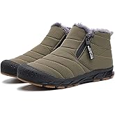 Jakcuz Men Snow Boots Water Resistant Non-slip Winter Shoes with Fuzz Lined Warm High Top Boots for Men