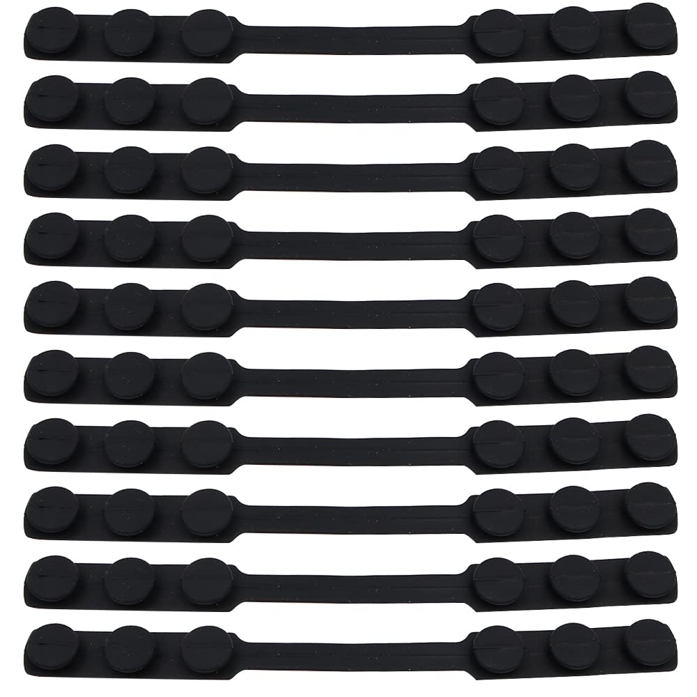 Hsthe Sea 10 Pack Silicone Mask Extension Straps Adjustable Mask Attachment Buckle Relieves Pressure and Pain Black