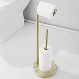YUET Freestanding Toilet Roll Holder with Storage Gold view 9