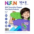 NuFun Activities Printable Iron-on Heat Transfer Paper for T Shirts, Dark Fabrics, 10 Sheets 8.5 x 11 inch, Long Lasting, Durable, Professional Quality, Easy DIY, Non-Toxic, Made in The USA