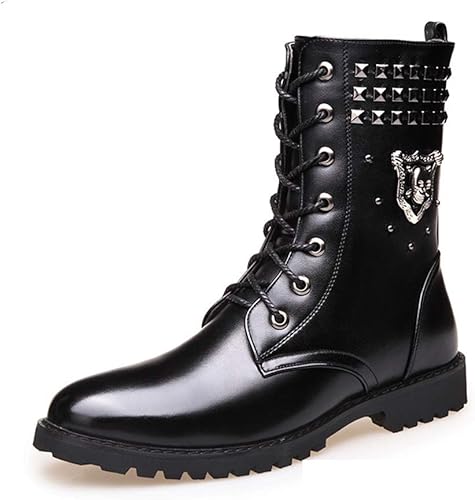 Amazon Florai Jp メンズ ブーツ ワークブーツ ミドルブーツ ロング ハイカット 編み上げ サイドジップ ジッパー 厚底 レザー ステッチ お兄系 バイク ロック ヴィジュアル系 かっこいい オシャレ カジュアルシューズ ブラック ブーツ