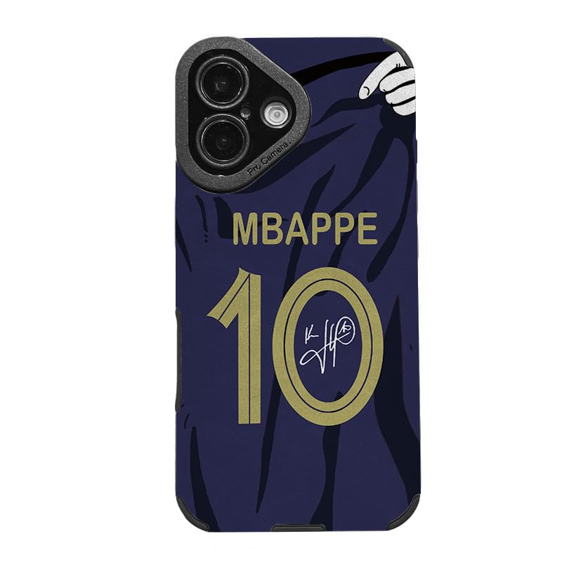 Slrioks Mbappe Jersey Phone Case Creative Soccer Case for iPhone 16 Plus Thin Soft Imitation Leather Shockproof