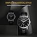 BUREI Men's Date Quartz Dress Watch with Black Leather Strap and Black Dial