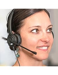 Leitner LH245 - Auriculares de diadema con cable para oficina (incluye 5 años de garantía, funciona con el 98% de los teléfonos de oficina con cable, también funciona con Plantronics M22 Amp y accesorios para auriculares)
