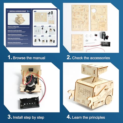 STEM Robot Toys Age 8 9 10 11 12 13 14, Science Experiments for Kids, Science Kits for Kids, Wooden Engineering Kits, Electronics Kit for Kid, Activity Toys Gifts for 8 9 10 11 12 13 14 Year Old Boys