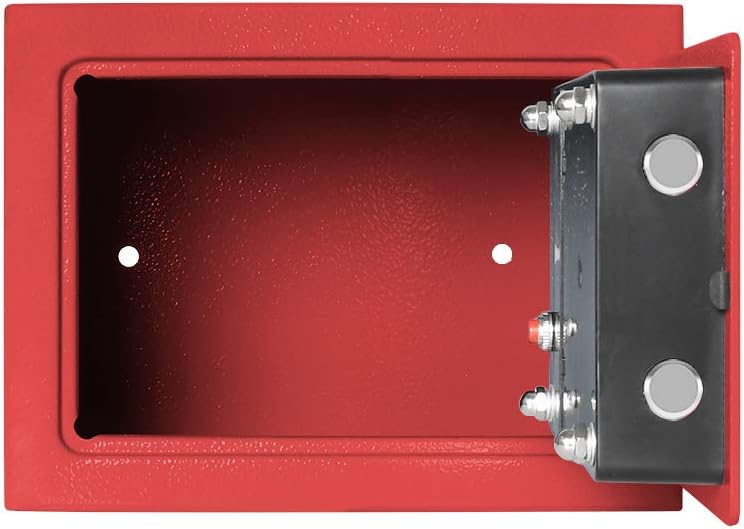 Lovndi Electronic Security Safe Box, 0.17 Cubic Feet Digital Deposit Box for Home Office Hotel Business, Lock Box for Cash Jewelry Storage, Red : Office Products