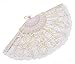 Amajiji Folding Hand Fans,Fashion Elegant Flower Rose Lace Chinese/Japanese Folding Fan (White)