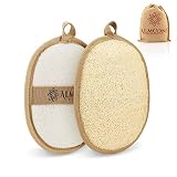 Premium Exfoliating Loofah Pad Body Scrubber, Made of Natural Egyptian Shower Loufa Sponge and Soft Cotton Materials (2 Pack)