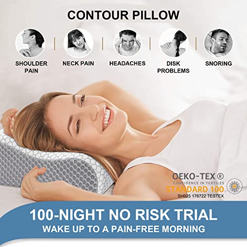 Memory Foam Pillow, Anvo Neck Contour Cervical Orthopedic Pillow for