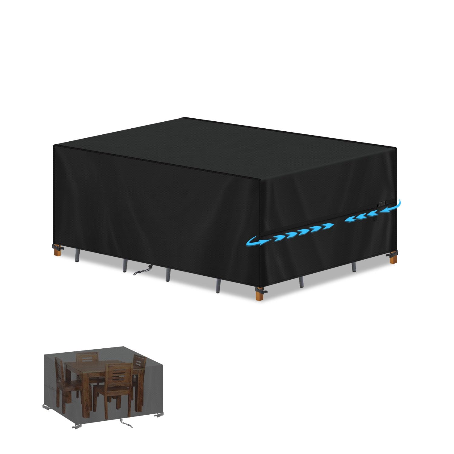 SIMPHAUS Outdoor Table Cover 120x60x75cm Garden Furniture Covers Waterproof Covers for Outside Garden Furniture,Bistro Set Table and Chairs Garden Furniture Set Covers Anti-UV 420D Oxford Fabric