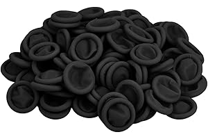 DJCIW 100PCS Disposable Latex Finger Cots,Medium Size, Fingertip Protector Gloves for Electronics Repair, Crafts, Medical Use & Industrial Applications,Thumb Covers for Finger Protection Black