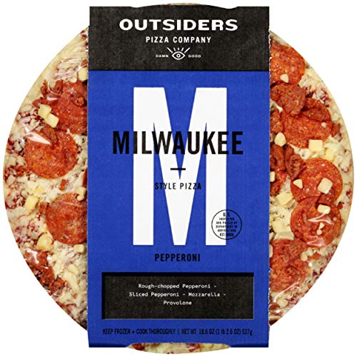 Outsiders Pizza Milwaukee Style Pepperoni Frozen Pizza – Frozen Snack or Dinner Made with Chopped and Sliced Pepperoni, Mozzarella and Provolone Cheeses and No Artificial Flavors, 18.6 oz.