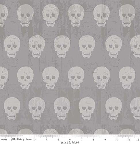 Geekly Chic Cottons Skulls in Grey Fabric Three Yards (2.7m) C511-02 Gray