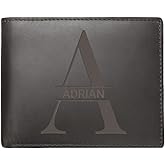 Personalized Wallets for Men, Engraved Leather RFID Blocking Wallets for Dad, Son, Husband, Boyfriend, Personalized Gifts for Fathers Day & Valentines, 2 ID Windows, 8 Card Slots, Christmas Gifts