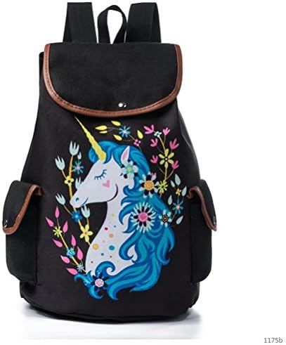 Winerbag Trendy Women Drawstring Backpacks Cute Unicorn Print School Bags For Girls Preppy Style Female Floral Travel Rucksack 1175b