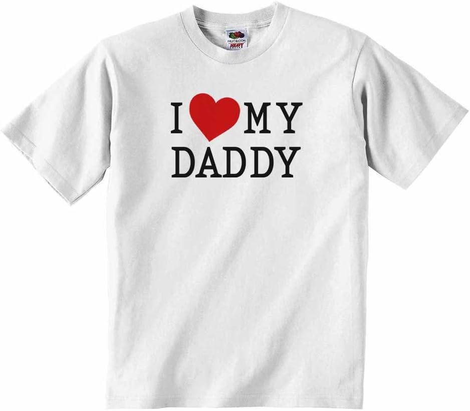 I Love My Daddy - Boys Girls T-Shirt Personalised Tees Unisex Tshirt Clothing for Music Lovers - White - 2-3 Years