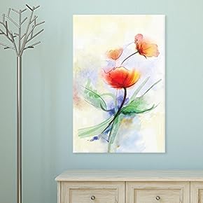 Watercolor Style Abstract Red Flowers