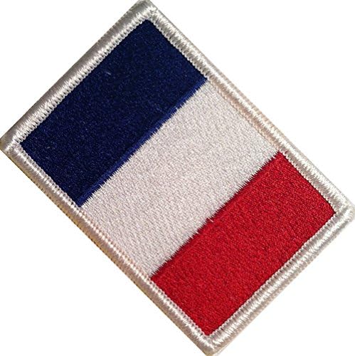 [Single Count] Custom, Cool &amp; Awesome {2.15" x 3.4" Inches} Small Rectangle Traditional French National Flag Patriotic Tactical Symbolic Design (Military Type) Velcro Patch "Red, Blue &amp; White”