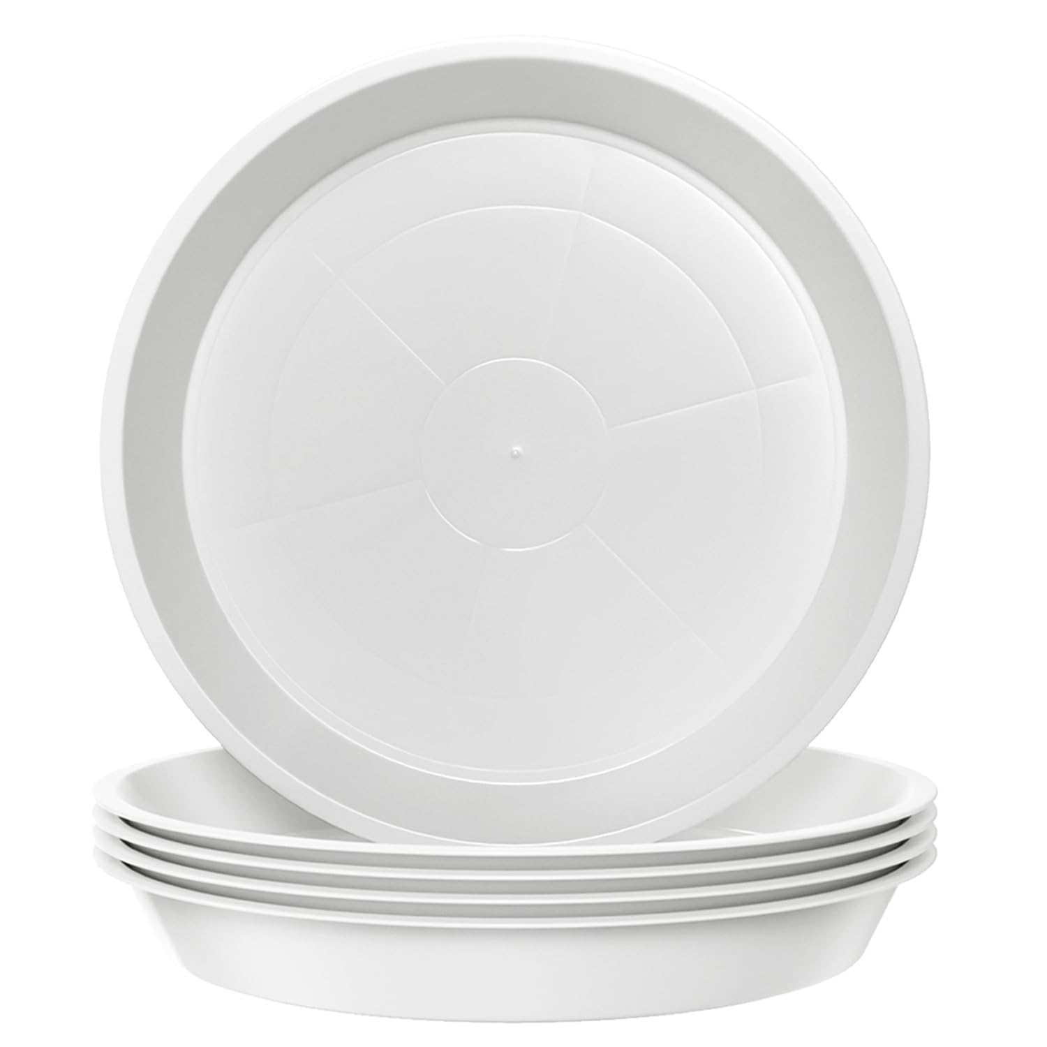 Kunjocy Pack of 5 White Plant Pot Saucers, 32 CM Round Plant Pots Trays Garden Plant Saucer Plant Plastic Plate Pot Tray for Garden Indoor Outdoor Fit Plant Pot up to 30 CM (White, Outer 32 CM)