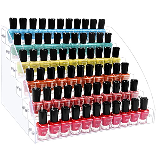 KLATIE Nail Polish Organizer 6 Layers Acrylic Nail Polish Rack, Acrylic