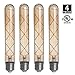 HERO-LED T9-DSGT-6W-WW22 Dimmable Gold Tint T9 E26/E27 6W Tubular Style LED Vintage Antique Filament Bulb, 60W Equivalent, Ultra Warm White 2200K (Amber Glow), UL-Listed, 4-Pack