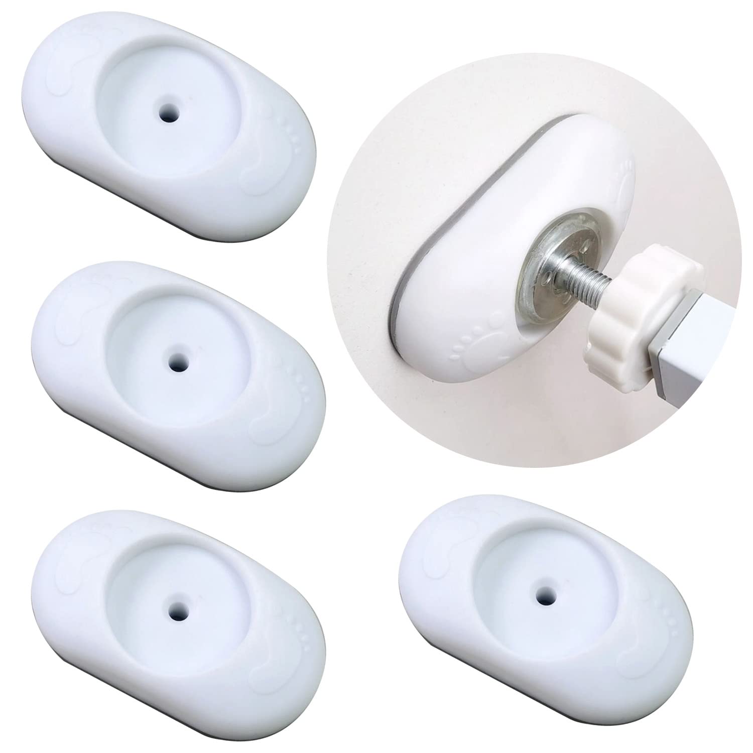4 Pcs Baby Gate Extension Safety Baby Gate Wall Protector No Drill Wall Protector for Stairs Wall Saver for Baby, Pet, Stair, Door, Wall Surface Safety(Elliptic)