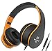 Headphones, Sound Intone Headphones with Microphone, Foldable Headset with Inline Volume Control Strong Low Bass for iPhone iPad Smartphones Laptop Mp3/4 (Black Orange)