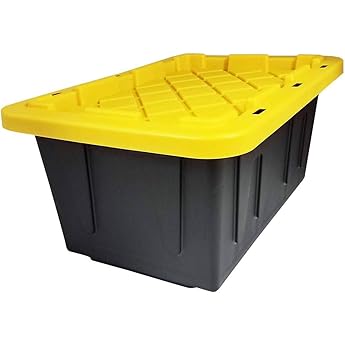 Homz 15 Gallon Durabilt Tough Storage Container Black Base Yellow Lid Stackable 2 Pack Baskets Bins Amazon Com Au