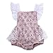 Baby Girls Lace Flower Printed Bodysuit Romper Jumpsuit Dot Backless Sunsuit Onesie (12-18 Months, Grey)