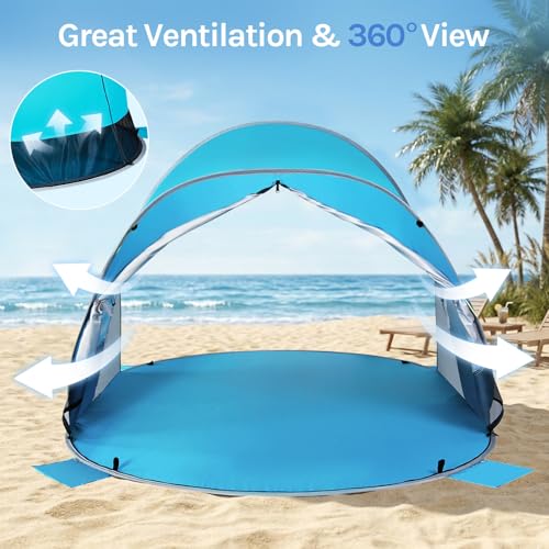 WolfWise Beach Tent Sun Shelter for 3 Person with UPF 50+ UV Protection, Lightweight & Easy Pop Up Beach Shade Canopy, Portable Beach Shade Tent