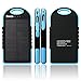 Nexcon Solar Charger 5000mAh Rain-resistant Dirt/Shockproof Dual USB Port Portable Charger Backup Power Pack for iPhone 6 plus 5S 5C 5 Samsung Galaxy S6 S5 S4 S3 Note 4 3, All USB Devices, Blue