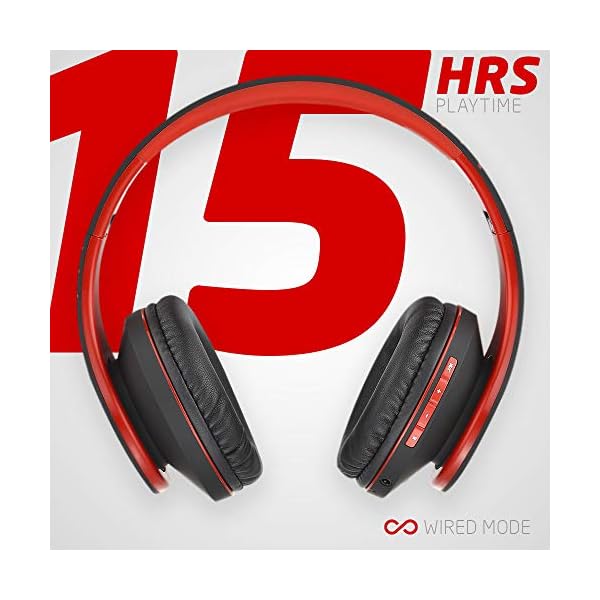 PowerLocus-Bluetooth-Over-Ear-Headphones-Wireless-Stereo-Foldable-Headphones-Wireless-and-Wired-Headsets-with-Built-in-Mic-Micro-SDTF-FM-for-iPhoneSamsungiPadPC-BlackRed PowerLocus Bluetooth Over-Ear Headphones, Wireless Stereo Foldable Headphones Wireless and Wired Headsets with Built-in…