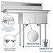 KoolMore 2 Compartment Stainless Steel NSF Commercial Kitchen Prep & Utility Sink with Drainboard - Bowl Size 12
