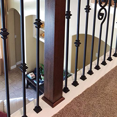 Shoe for Iron Balusters (50-Pack) Stair Parts Flat Shoes with Set Screw for use with 1/2" Square Scroll Basket Twist Knuckle Iron Balusters (Satin Black) - Thumbnail 3